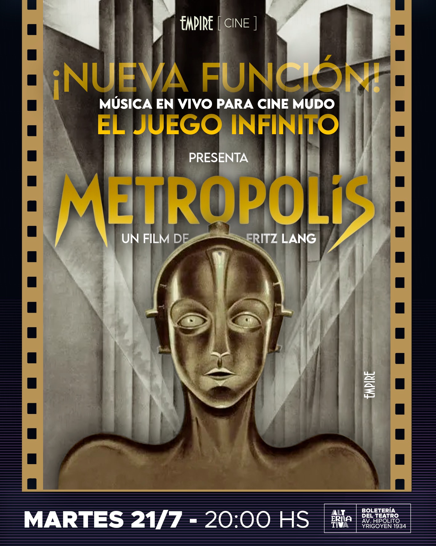 Flyer de Metropolis en Teatro Empire